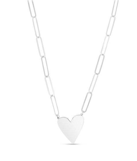 Silver Heart Link Necklace