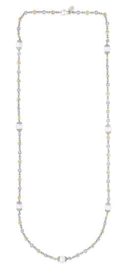 18K Gold & Silver 30in Italian Cable Necklace