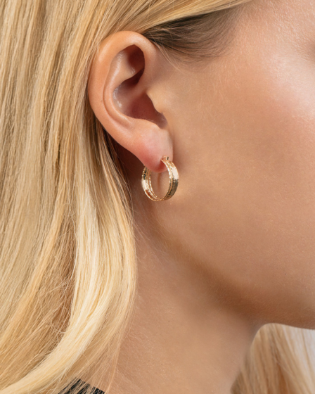 e16547 14K Double Sparkle Spring Hoops | Royal Chain Group