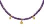 14K Charm & Amethyst Bead Necklace