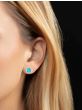 14K Diamond & Turquoise Freeform Cushion Earrings